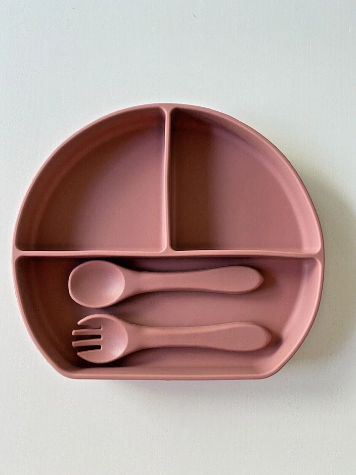 Silicone Suction Plate With Cutlery BPA Free Baby Children Toddler Feeding Set - image 3 of 4