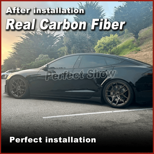 For Tesla Model S Plaid 21-24 REAL Carbon Front Bumper Lip Side Skirts Diffuser - Bild 7 von 18