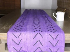 Purple And Black Mudcloth Table Runner /Purple Table Cloth/Mud Cloth Table Decor