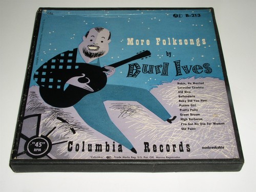 Burl Ives More Folksongs 4 Disc 45 Rpm Boxed Set Vintage Columbia B-213 NM RARE