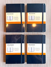 4 PACK - Moleskine Classic SMALL Ruled Hard Cover Notebook - SAPPHIRE BLUE