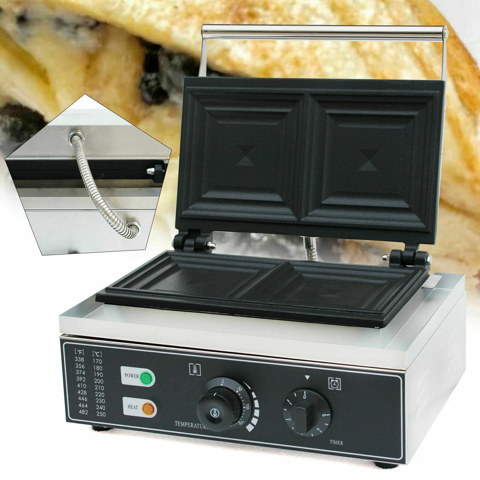 110V 1500W Commercial Sandwich Maker Toaster Panini Press Grill Making Machine