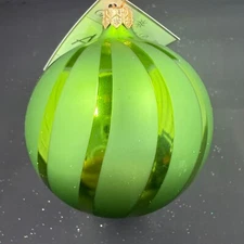 1998 Christopher Radko Accents 3" Ornament Stripes Green Ball 98-337-2