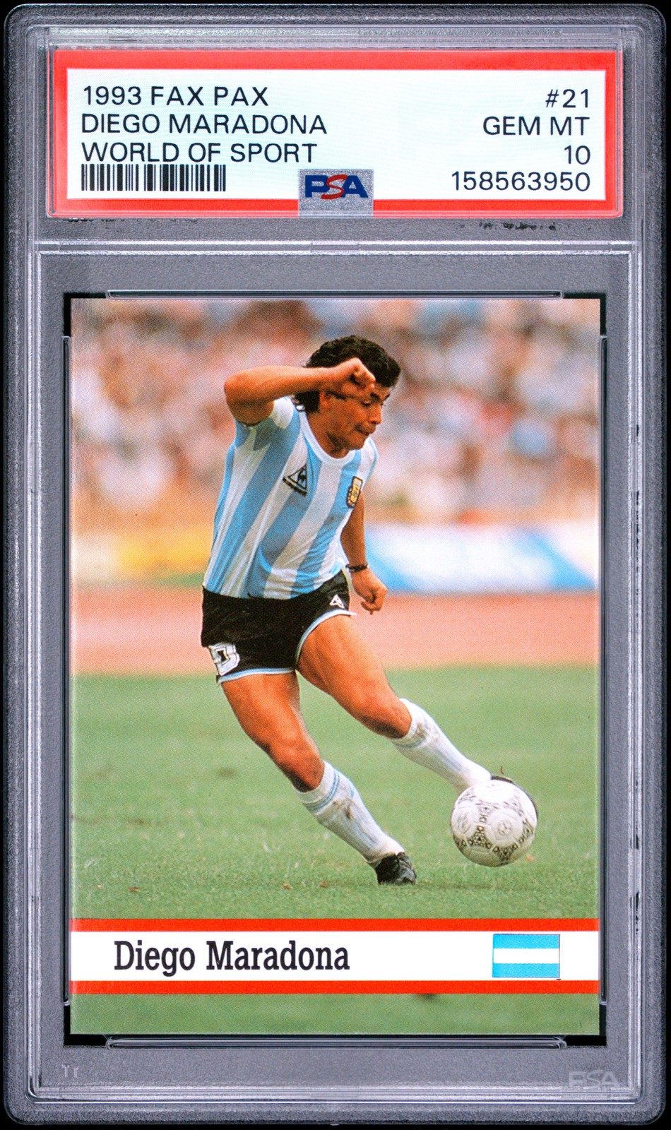 158563950 Diego Maradona 1993 Fax Pax World of Sport #21 PSA 10