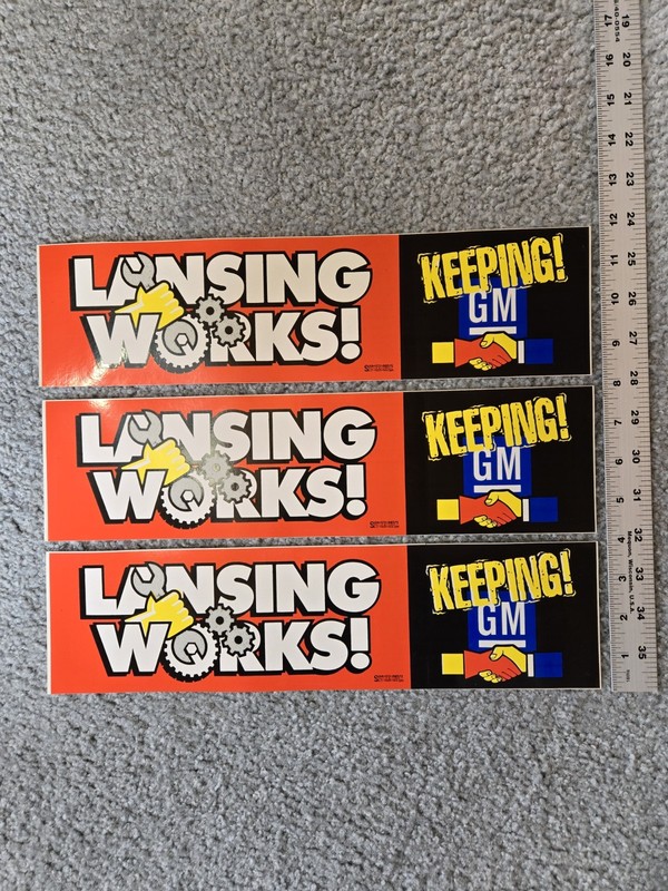 Lot of 3 Vintage Lansing GM Bumper Stickers 14" X 4"