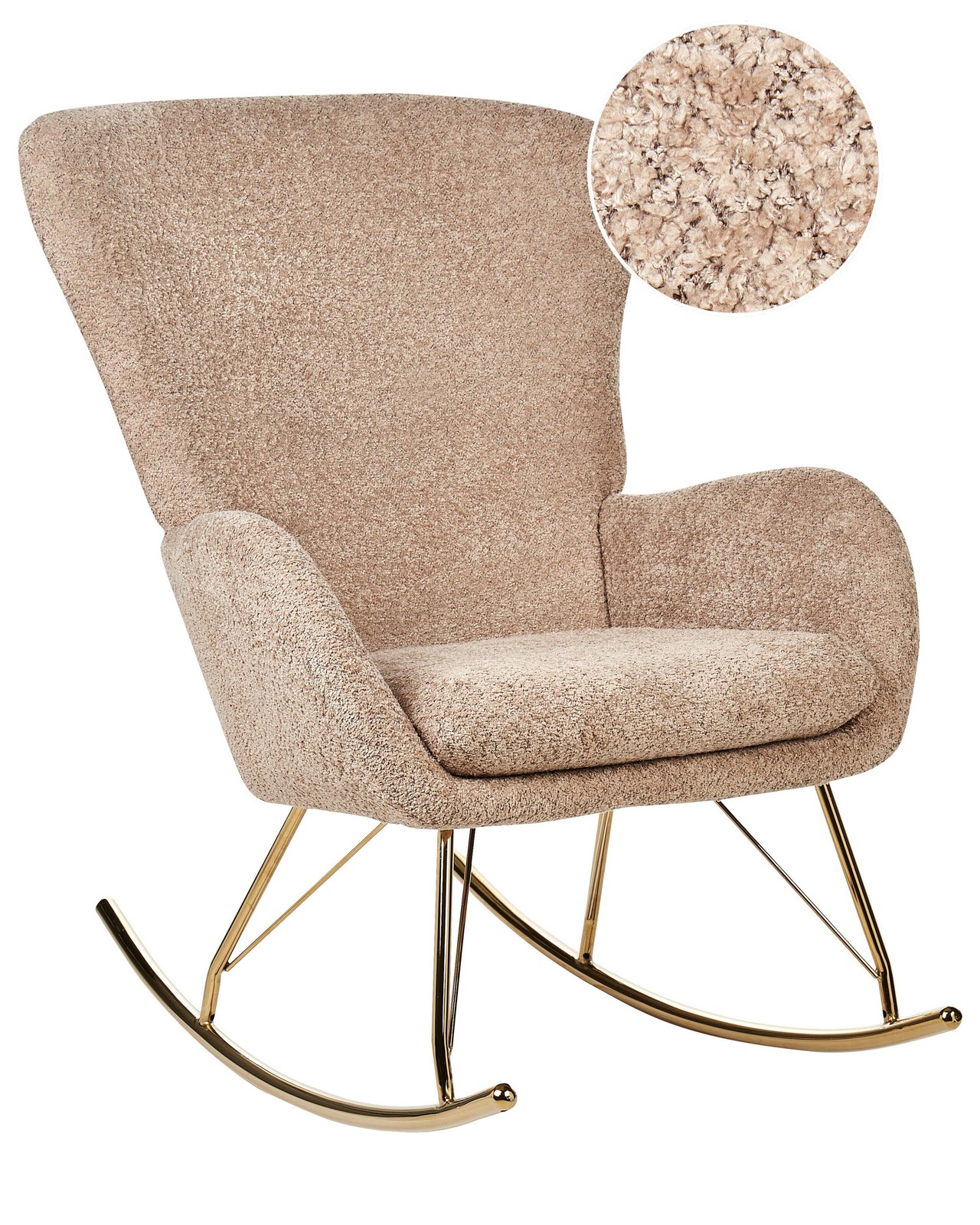 Sedia a dondolo tradizionale retrò Beige e gambe in oro Anaset