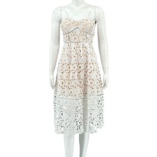 Lulus Dress Womens XS White Wagner Lace Sleeveless Midi Floral Wedding Boho