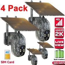 4Pack 1080P 4G LTE Solar 360  PTZ Trail Camera Game IP66 Security Cam SIM Card
