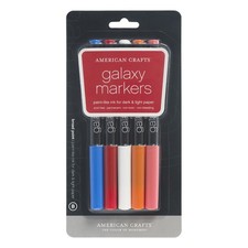 American Crafts Galaxy Markers Broad Point 5/Pkg-Blue, Red, White, Orange  Pink