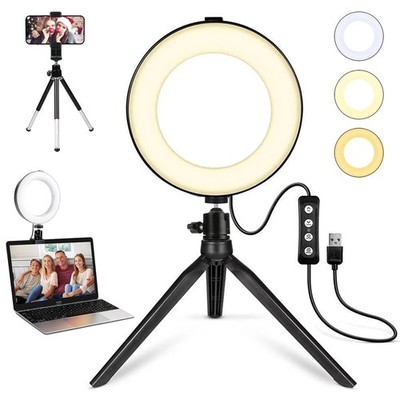 2 in 1 LED 6'' Ring Light with Tripod Stand & Clamp for YouTube Video and Make...