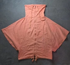 Patrizia Pepe Smocked Neck Zip Up Light Sweatshirt Size 1 US Small Coral Color