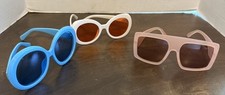 Lot of Assorted Retro Oversized Fun Colorful Sunglasses-Pink-Blue-White