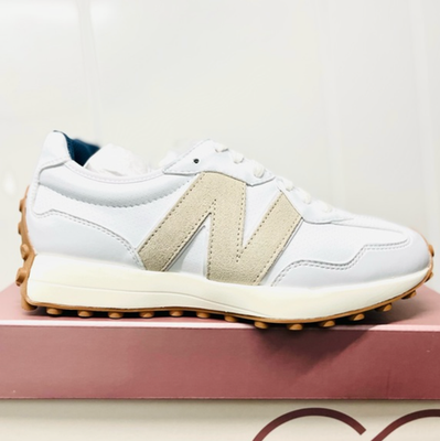 New Balance 327 Golf Casual Women Sneakers Shoes White Tan size 9