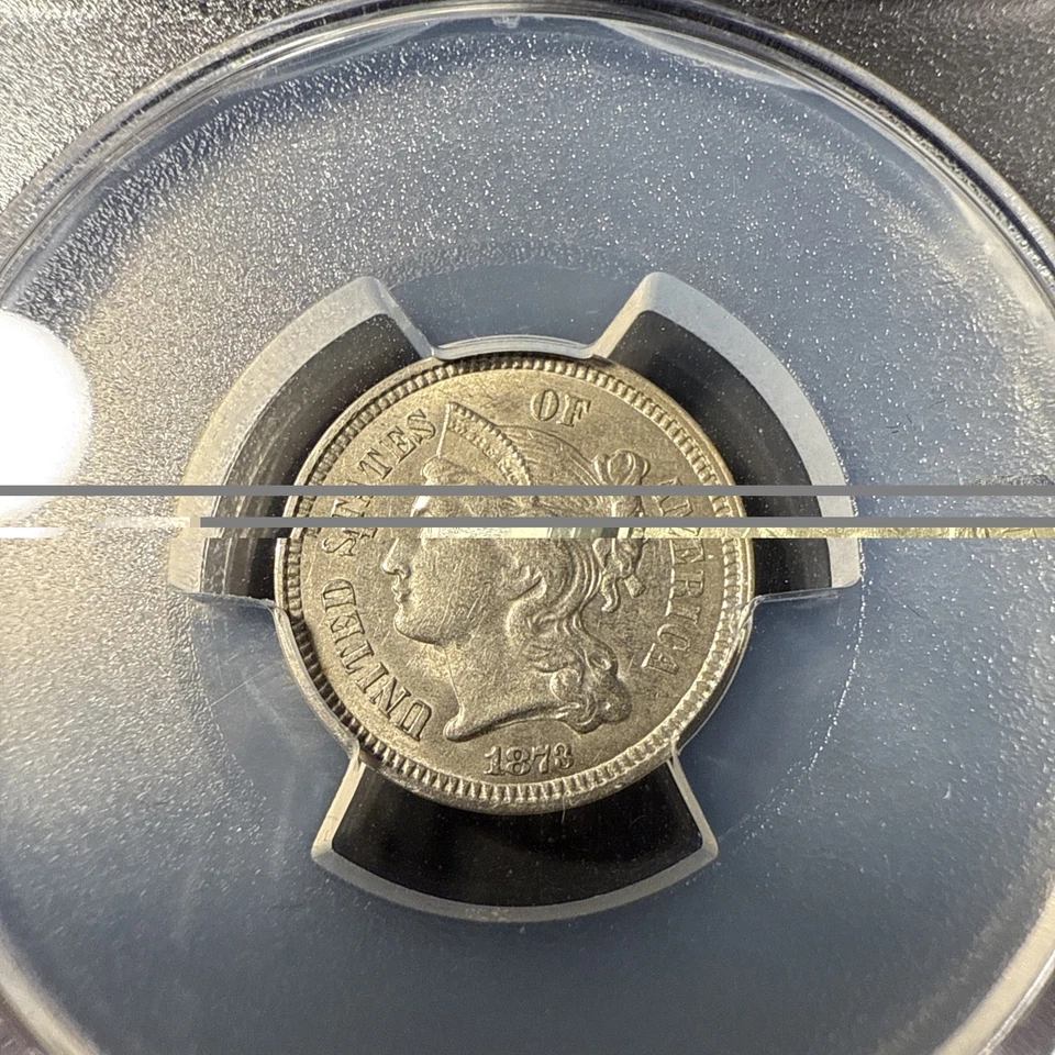 1873 Three Cent Nickel Closed 3 – AU58 PCGS (Gold Shield) – Free Shipping! - Image 4 of 4