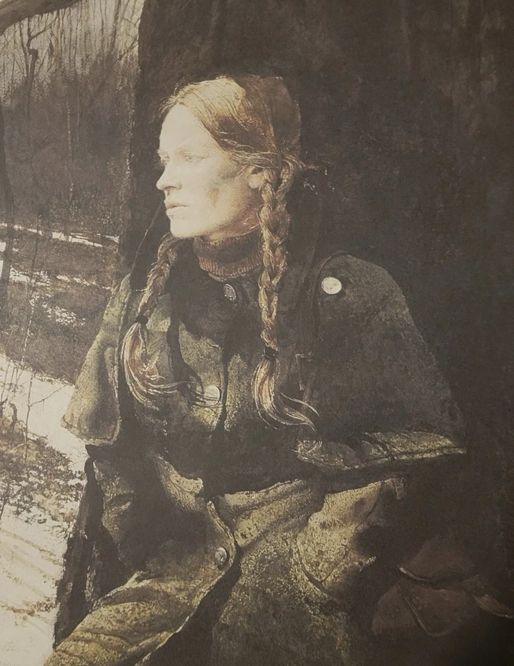 Andrew Wyeth 1992 Helga Tree Litografía Póster Impresión Capa Abrigo Exposición Foto 2 de 2