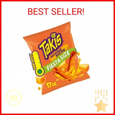 Takis Intense Nacho 17 oz Fiesta Size Bag, Cheese Flavored Non-Spicy Cheesy Roll
