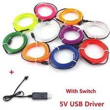 Neon Led Light Glow El Wire String Strip Rope Tube Decor Car Party Controller Neon Led Light Glow El Wire String Strip Rope Tube Decor Car Party Controller