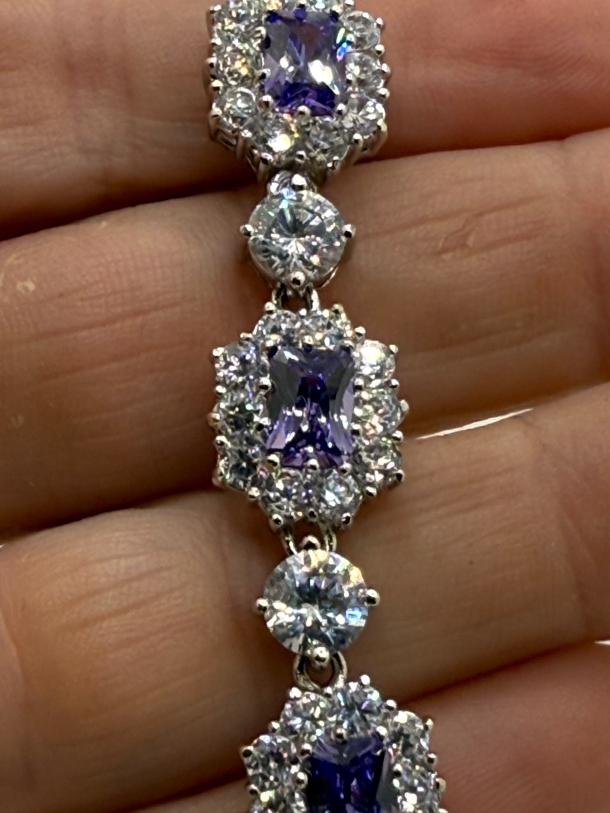 Vintage Camrose Kross  JBK Kennedy Purple Rhinestone Bracelet 7"