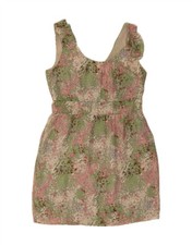 J. CREW Womens Abstract Pattern Sleeveless Sheath Dress US 4 Small Green DC60