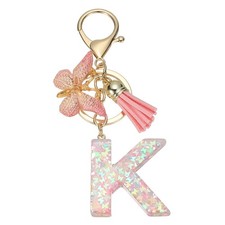 Alphabet K Tassel Butterfly Initial Letter Keychain Pink, Pack of 1