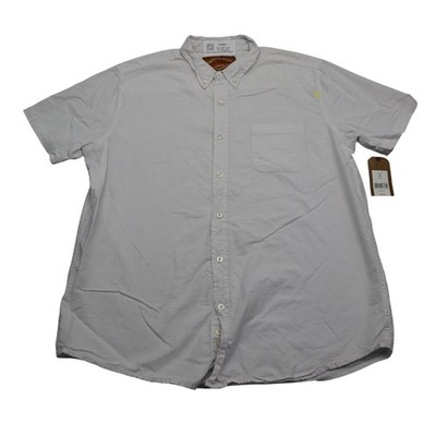 Red Camel Shirt Mens XL White Cotton Short Sleeve Button Down Collared Top
