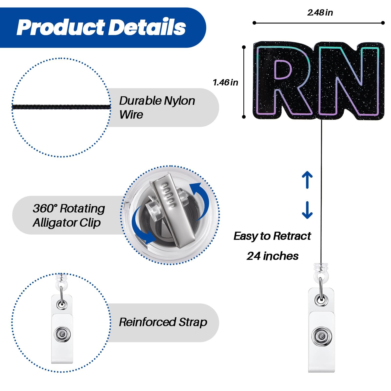 как выглядит Registered Nurse Badge Reel Cute Retractable ID Card Badge Holder фото