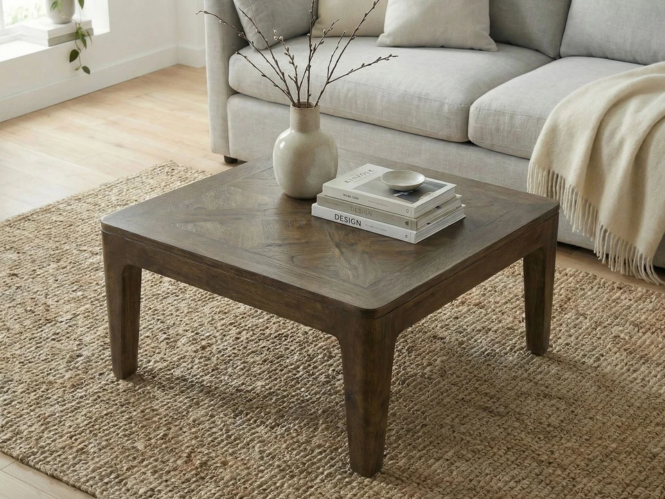 Table basse 60cm Bois massif Noyer Table de canapé Table salon Table d'appoint - Photo 2/4