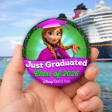 Graduation Trip 3” Button | Anna from Frozen | Disney Cruise Keepsake Pin Back