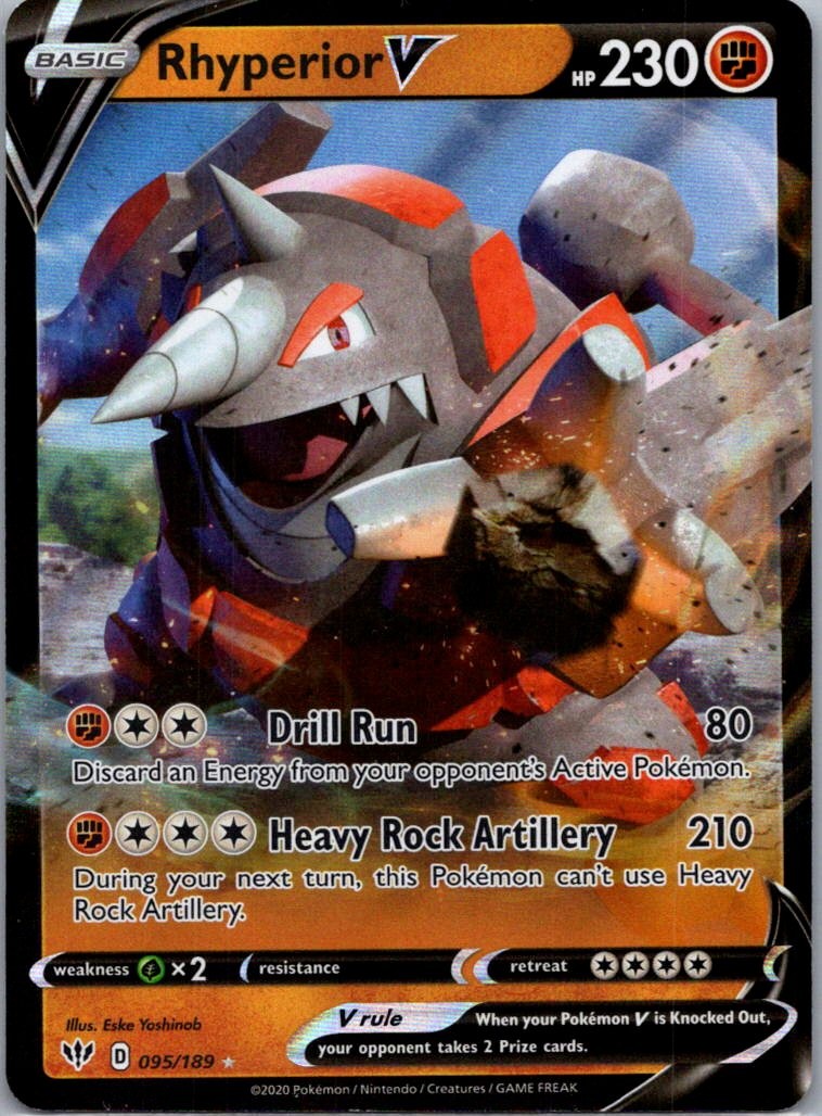 Pokemon TCG Rhyperior V 95/189 Darkness Ablaze Holo NM