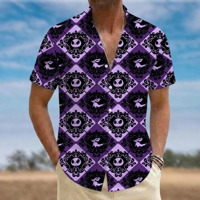 Nightmare Before Xmas Jack Skellington & Zero Dog Gothic Aloha Hawaiian Shirt