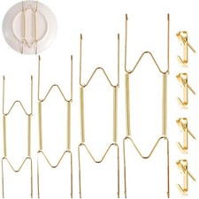 CSLGDMAI 4 PCS Plate Hangers for The Wall，Plate Hanger W Shaped Spring Glod 