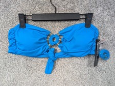 Carmen Marc Valvo Swimwear Bikini Top M Bandeau Removable Strap Padding Glam