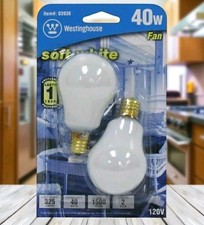 Westinghouse 40W CEILING FAN LIGHT BULBS 2pk A15 Shape /E17 Base - New