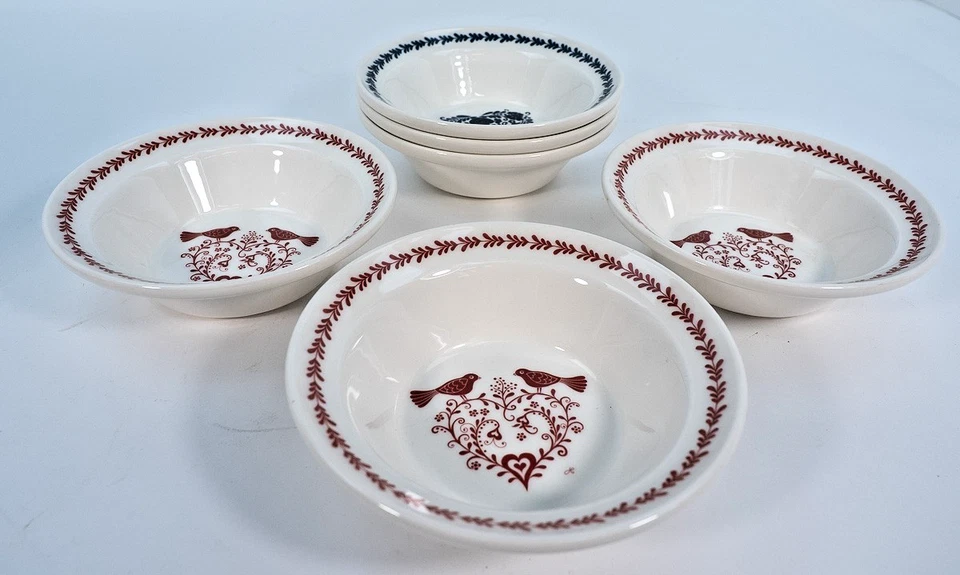 Portmeirion Jan Constantine Red and Blue Hearts Ceral Soup Bowl - Image 3 of 4