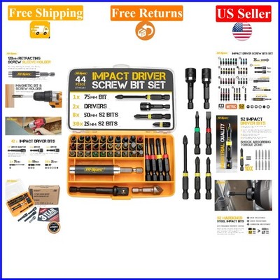 44-PC Metric Impact Screwdriver Bit Set, 1/4in Hex Shank, S2 Steel, for Drill