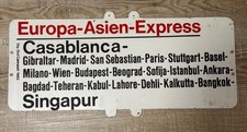 Zuglaufschild Metall Europa Asien Express - 1983 Bad Canstatt - sehr selten