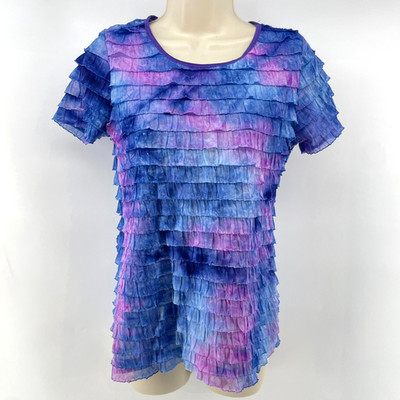 Y2K Women's PS Top Pink Purple Ruffles Tiered Mermaid Fairy Kawaii Cute Goth
