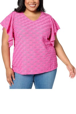 Belle by Kim Gravel Wave Pointelle Top-Malibu-Medium A636318 NEW