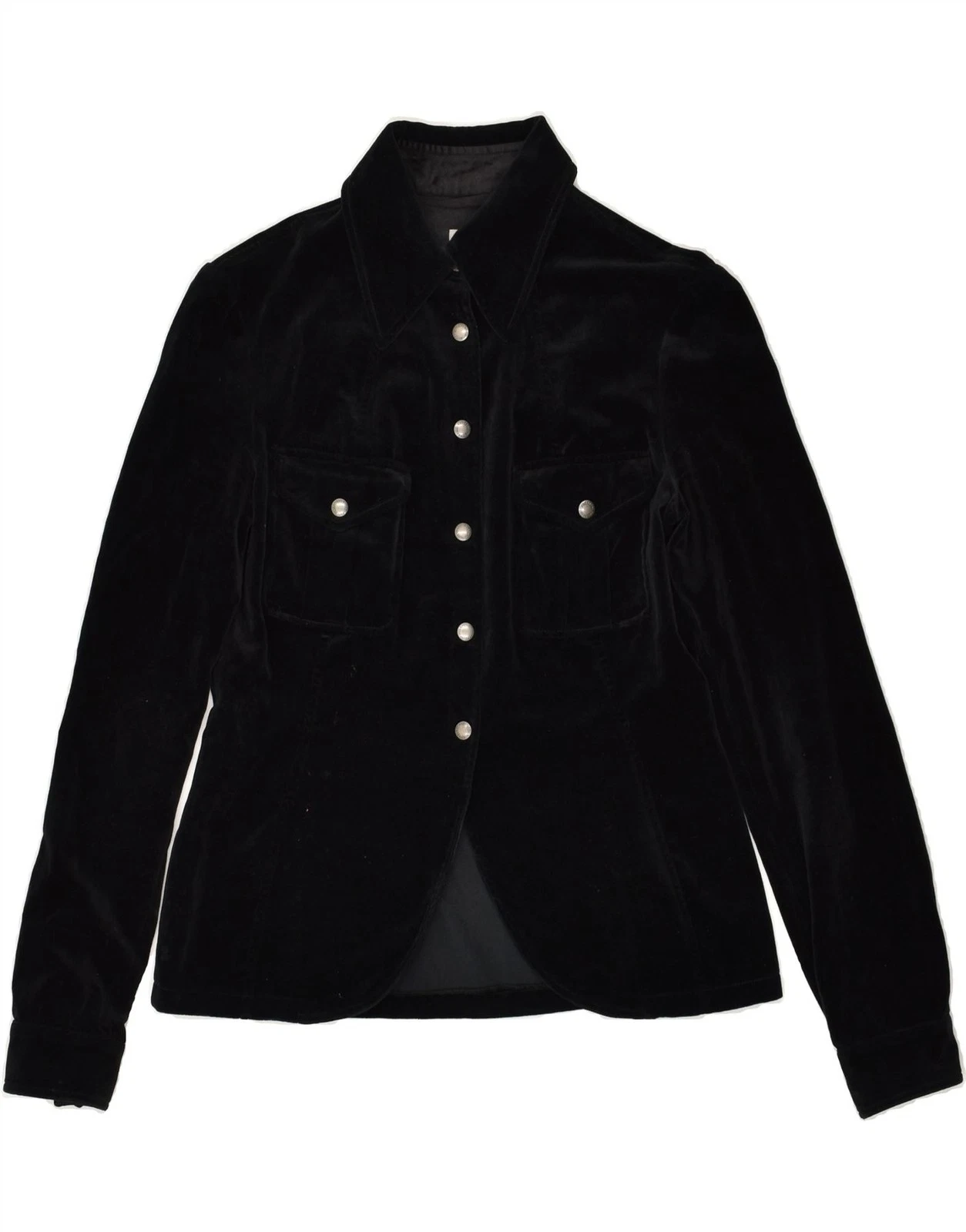 ALBERTA FERRETTI Womens 5 Button Blazer Jacket UK 14 Large Black Cotton AI04