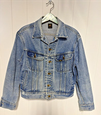 Vintage Lee Rider Denim Jacket Size PATD 153438 Made in the USA Distressed READ