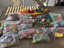 Vintage WESTERN Plastic Figures toys Cowboys Indians Horses Wagons Canoes Lot 2