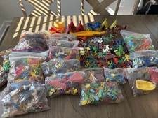 Vintage WESTERN Plastic Figures toys Cowboys Indians Horses Wagons Canoes Lot 2