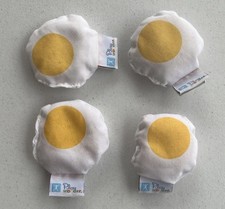 Lot Of 4 Play World 2" Beanbag Eggs Fabric Toy Food Breakfast Yolk