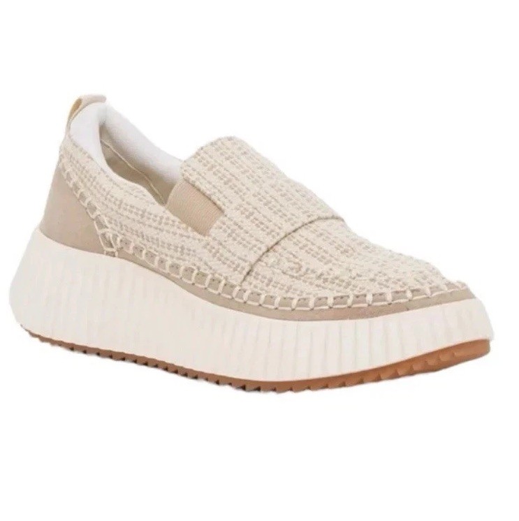 Dolce Vita Women’s Dayo Cream Slip On Loafer Sneakers Molded Platform Heel 9M