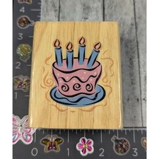 Greenbrier Birthday Cake Candles Rubber Stamp Wood D71