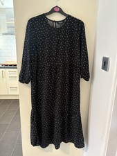 NEW LOOK Maternity Black Polka Dot Smock Tiered Midi Dress Uk 12