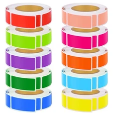 3000 PCS 10 Rolls Rectangular Color Coding Stickers 1.57 x 0.75 Inch Self-Adh...