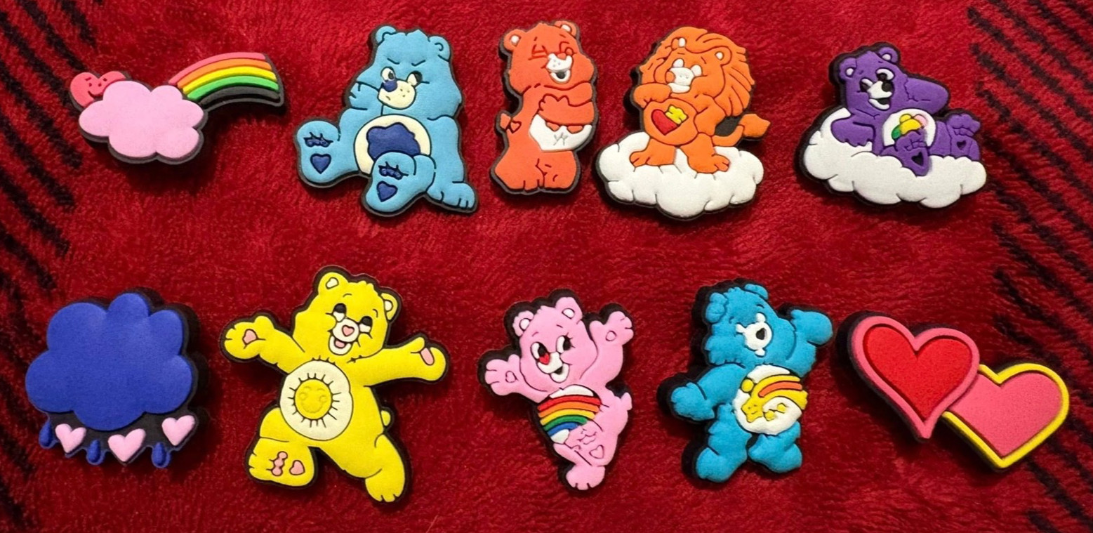CARE BEARS 10pc shoe charms - fits crocs - FREE SHIPPING - CB4