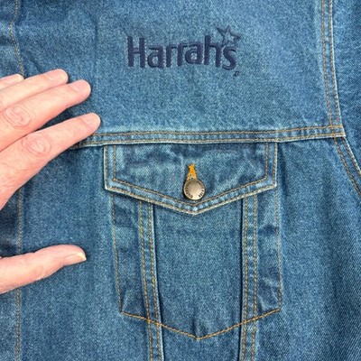 Vintage Harrah s Casino Luna Pier Denim Trucker Jacket Embroidered 2XL XXL