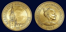 DENMARK 20 Kroner 2007 Comm. Towers - Copenhagen City Hall KM 919 UNCIRCULATED